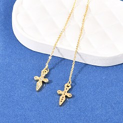 Латунный крест с микропаве и прозрачными кубическими циркониями&nbsp;EJEW-H182-09G