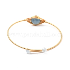 Brazalete envuelto en aguamarina natural&nbsp;BJEW-A122-03C