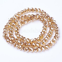 電気メッキガラスビーズセット  プラチナメッキ  多面カット  ロンデル  バリーウッド  3x2mm  穴：0.8mm  約150~155個/連  15~16インチ（38~40cm）&nbsp;EGLA-A034-T2mm-C08