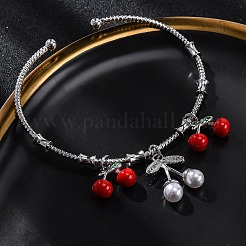 Pulseras de puño con micropavé de latón y circonitas cúbicas transparentes&nbsp;BJEW-M075-01P