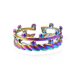 Кольцо-манжета из нержавеющей стали 304 с оберткой в виде оливкового листа&nbsp;RJEW-N038-092