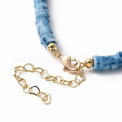 Collier pendentif papillon en laiton avec chaînes en perles heishi en argile polymère pour femme&nbsp;NJEW-JN04166
