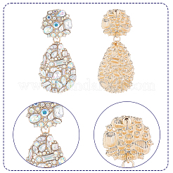 2 пара двухцветных сережек-гвоздиков в форме капли со стразами EJEW-AN0001-95