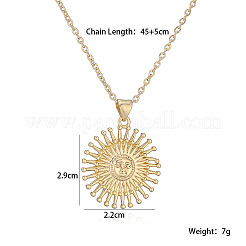 Подвеска в виде латунного солнца с лицом на цепочке.&nbsp;WGCA63F-01
