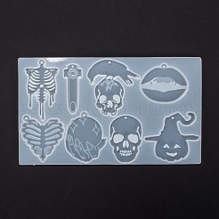 DIYペンダントシリコン像型  レジン型  粘土工芸の金型ツール  ハロウィーンをテーマにした混合形状  ホワイト  150x255x6mm&nbsp;DIY-P027-01