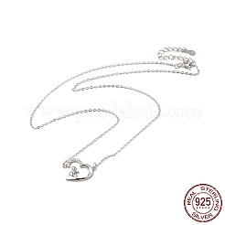 Ожерелье из серебра 925 пробы с родиевым покрытием и подвеской в виде кролика и сердца с прозрачными фианитами для женщин NJEW-E034-02P