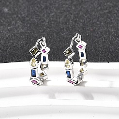 Латунные микро проложить серьги обруча кубического циркония EJEW-P322-02P