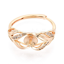 Латунные микро-паве прозрачные кубические цирконии регулируемые настройки колец KK-T076-76G