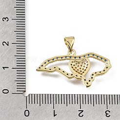 Pendentifs en laiton zircon cubique micro pavé bleu&nbsp;CU-E002-04A-G