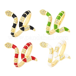 Латунные кольца-манжеты с микропаве и прозрачным цирконием для женщин&nbsp;RJEW-U047-39G