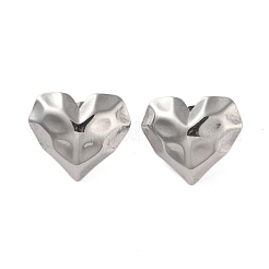 304ステンレススチールイヤリング  ハート  プラチナ  20x17.5mm&nbsp;EJEW-O004-10P