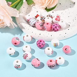 40 шт. 12 стиля с рисунком на тему Дня матери деревянные европейские бусины WOOD-FS0001-41