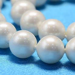 ラウンドシェルパールビーズ連売り  マット面  乳白色  12mm  穴：0.8~1mm  約33個/連  15.74インチ&nbsp;BSHE-L011-12mm-A013A