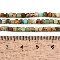 天然安徽トルコ石ビーズの連  ファセットテーブルカットキューブ  2.5~3x3x3mm  穴：0.8mm  約133個/連  14.96''（38センチメートル）&nbsp;GG-CBA5BAE-A01