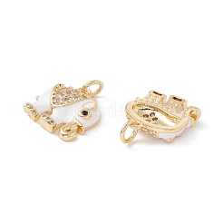 Подвески из латуни с прозрачным микропейвом и черным фианитом KK-E005-40G