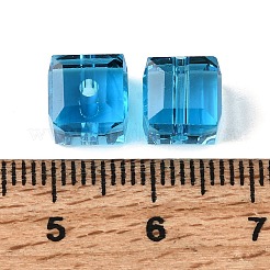 模造オーストリアクリスタルビーズ  グレードAAA  多面カット  キューブ  ドジャーブルー  8x8x8mm（誤差範囲0.5~1mm以内のサイズ）  穴：0.9~1.6mm&nbsp;X-SWAR-F074-8x8mm-25