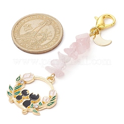 Пасхальное украшение с подвеской из эмали из сплава кролика и кошки HJEW-JM01464