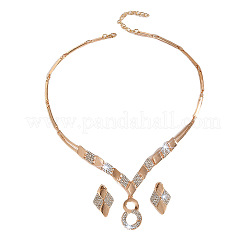 Ожерелья с подвеской номер 8 из сплава со стразами и комплекты серег-гвоздиков в форме ромба для женщин&nbsp;FS-WG20DB5-01