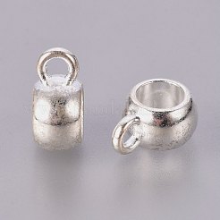 チベット風チューブベイル  ループベイル  保釈ビーズ  ロンデル  カドミウムフリー＆ニッケルフリー＆鉛フリー  銀色のメッキ  10.5x7.5x5mm  穴：2mm.&nbsp;K0NXA022