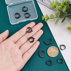 304ステンレススチール製ハギーフープピアス金具10個  カン付き  ガンメタ色  15.5x14x3mm  穴：1.6mm  ピン：1mm&nbsp;STAS-UN0034-56