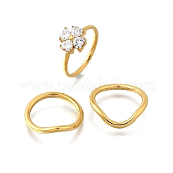 3 комплект колец из нержавеющей стали 304 с микропаве из кубического циркония RJEW-S625-01G