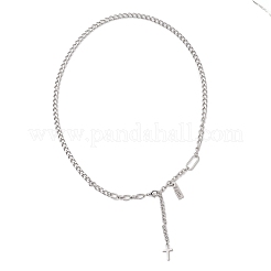 Цепочка-подвеска с крестом и кисточкой из нержавеющей стали 304&nbsp;NJEW-JN05833