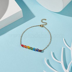 Bracelets de cheville multicolores faits à la main au chalumeau mauvais œil&nbsp;AJEW-AN00514-02