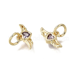 Micro pavé de latón encantos de circonita cúbica púrpura&nbsp;CU-L001-19G-08