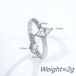 Fingerringe aus Edelstahl 304 und Zirkonia&nbsp;WG4CD34-02