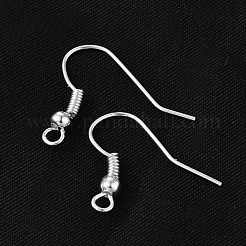 イヤリングジュエリーパーツ鉄シルバーカラーメッキピアスフック  水平ループ付き  17~19x0.8mm  穴：2mm  ピン：0.6mm&nbsp;X-E135-S