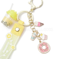 Подвески из сплава эмали и смолы цвета молочного чая с акриловыми чашками-подвесками-брелками KEYC-JKC01233-03