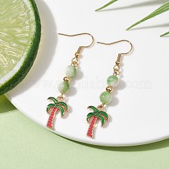 Серьги с подвесками из настоящего 18-каратного позолоченного сплава с эмалью EJEW-JE05667-02