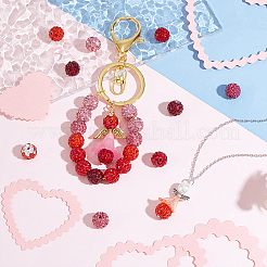 90шт 9 цвета бусины из полимерной глины со стразами RB-PH0001-33B