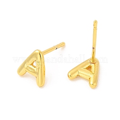 Ohrstecker aus Messing mit ausgehöhlten Anfangsbuchstaben&nbsp;EJEW-A044-01G-A