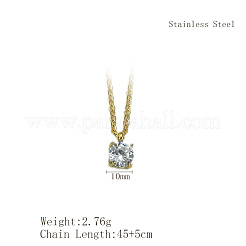 Collares colgantes redondos planos con rhinestone de acero inoxidable 304 de moda para mujer&nbsp;QF8885-1