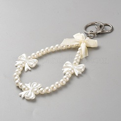 Пластиковый жемчуг и акриловый брелок KEYC-WH0034-43