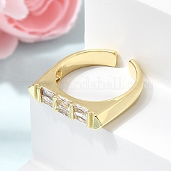 Offene Manschettenringe aus Messing mit Mikropavé und Zirkonia für Damen&nbsp;RJEW-L343-02G-06