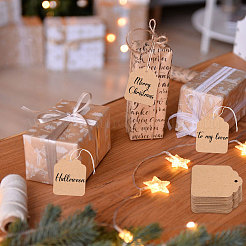 500 шт. пустые ценники из крафт-бумаги со шнуром CDIS-WH0027-17