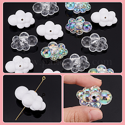 30 шт. 3-х цветные прозрачные и непрозрачные акриловые бусины&nbsp;TACR-GA0001-10