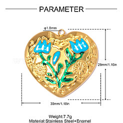 Pendentifs en acier inoxydable 304 émaillés&nbsp;STAS-OY014-04G