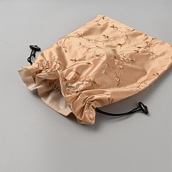 Льняные сумки для хранения цветов с вышивкой&nbsp;ABAG-WH0045-14D