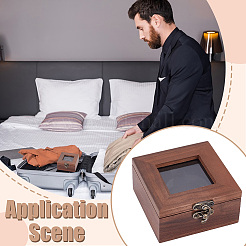 1 шт. деревянные коробки для хранения карманных часов с видимым окном&nbsp;AJEW-UN0002-62