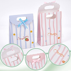 24 шт. подарочные пакеты из двухцветной бумаги с цветочным принтом и бантом из ленты&nbsp;ABAG-GO0001-03B