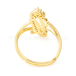 Прозрачная буквица из кубического циркония с регулируемым кольцом в виде короны&nbsp;RJEW-M139-17Y