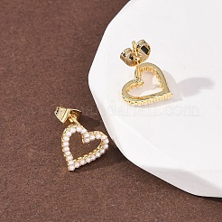 Латунные серьги-гвоздики с полым сердцем&nbsp;EJEW-A152-04A-G