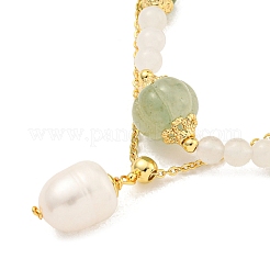 Круглые ожерелья из бисера из натуральных смешанных драгоценных камней NJEW-M214-07G