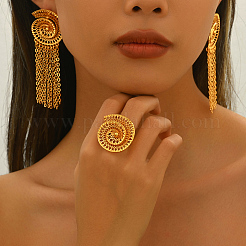 Комплект колец и серег с кисточками из винтажного сплава в форме ракушки для женщин GH2970