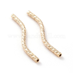 真鍮製チューブビーズ  長持ちメッキ  カーブビーズ  24KGP本金メッキ  25x1.5mm  穴：0.8mm&nbsp;LS-KK-Y003-84C-G