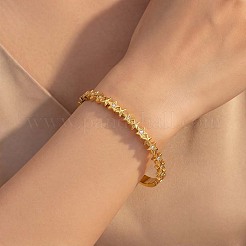 Bracciali rigidi da donna in acciaio inossidabile 304 con chiusura a cerniera e zirconi cubici trasparenti micro pavé.&nbsp;WG9322F-02