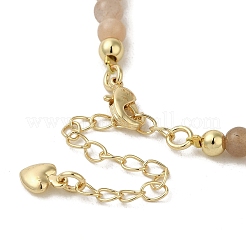 Круглые браслеты из бисера из натурального солнечного камня 4 мм. BJEW-P318-03G-05